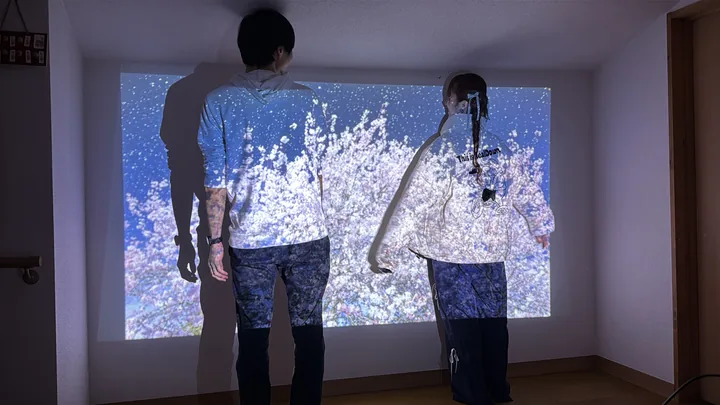 光の展示を楽しむ来場者